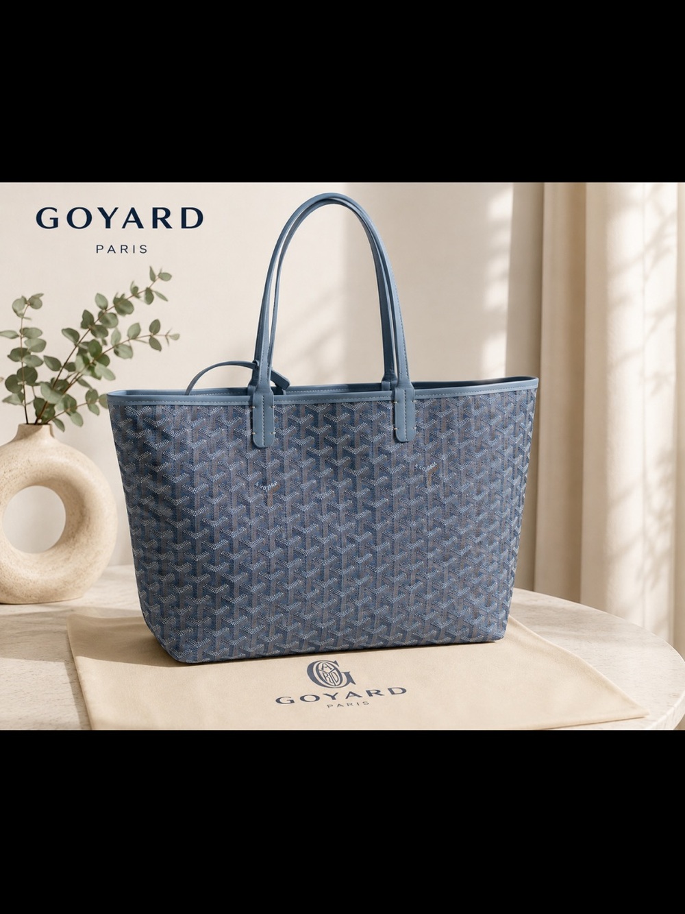 Goyard Denim Blue Chevron Saint Louis Tote